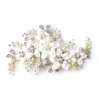 Arden Bridal Headpiece: Luxury Flowers, Crystals & Pearls